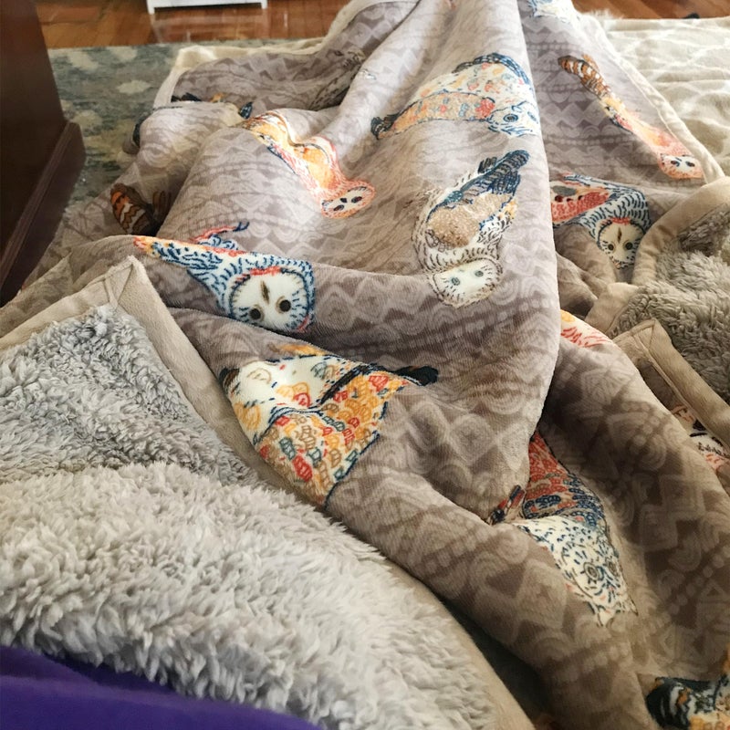 UKELER Flannel Sherpa Throws 60'' x 50'' - Cute Colorful Owl Design Soft Plush Flannel Blanket Throws for Bed/Couch/Sofa/Office/Camping - Image 4